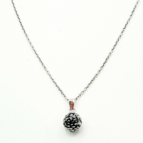 ATI Jewelry - ATI 925 Indonesia Signed Sterling Silver Necklace Gunmetal Shambala Crystal Ball